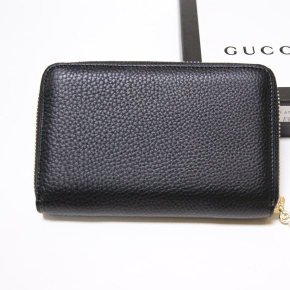 New Gucci Soho Black Leather Unisex Zip Around Wallet Purse - Picture 7 of 7